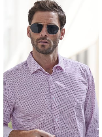 H.I.S Langarmhemd in weiß-magenta-bedruckt