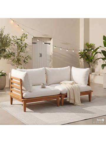 home24 Loungesofa Livaro 2-teilig in Akazie Braun / Creme