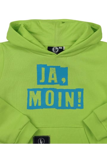 SCHIETWETTER Kinder Kapuzenpullover "Ja Moin" in lime/azuro