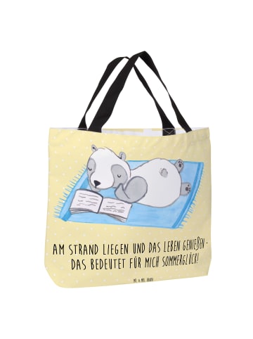 Mr. & Mrs. Panda Tote Bag Sommerglück mit Spruch in Gelb Pastell