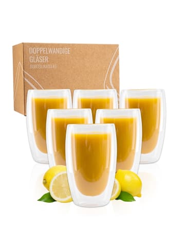 Exitoso EXITOSO Latte Macchiato Gläser - 6er-Set - aus doppelwandigem Borosilikatglas