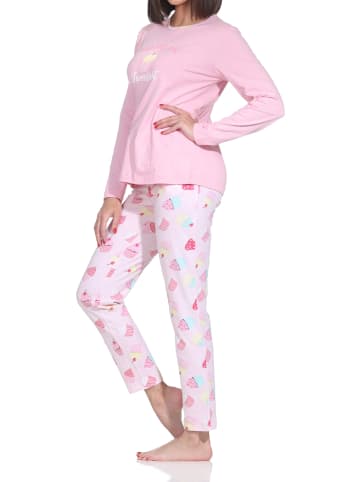 NORMANN Langarm Schlafanzug Pyjama Übergröße Cupcake in rosa