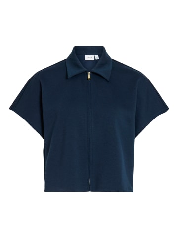 Vila VISIFFI COLLAR S/S ZIPPER TOP/PB in Navy Blazer