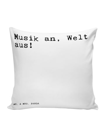 Mr. & Mrs. Panda Sofakissen Musik an, Welt aus!... mit Spruch in Weiß