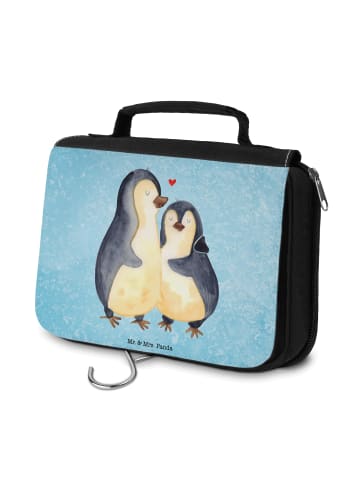 Mr. & Mrs. Panda Kosmetiktasche Pinguin umarmen ohne Spruch in Eisblau