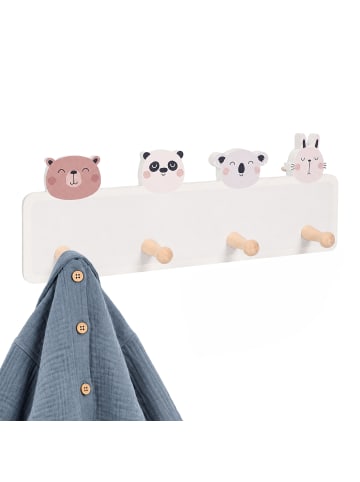 relaxdays Kindergarderobe in Grau/ Rosa - (B)40 x (H)20 x (T)5,5 cm