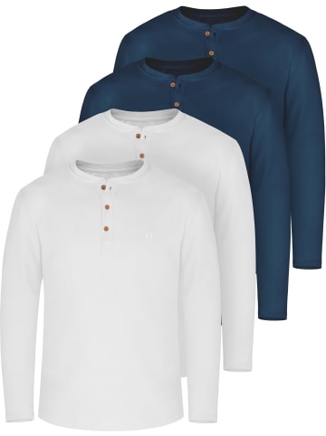 normani 4x Herren Langarmshirts Neuville in Marine/Marine/Weiß/Weiß