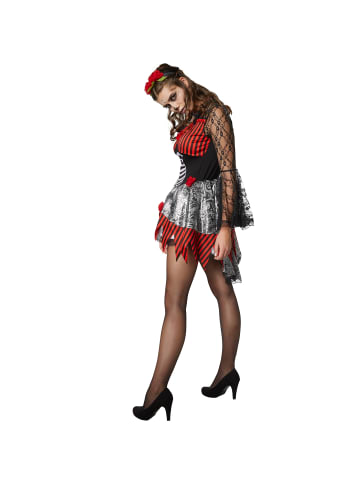tectake Kurzkleid mit Knochenaufdruck und Totenkopf, schwarz/rot