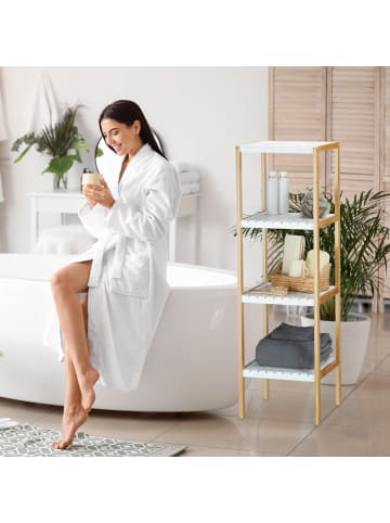 relaxdays Regal in Weiß/Natur - (B)33 x (H)110 x (T)34 cm