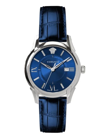 Versace Schweizer Uhr Apollo Silberfarben in blau