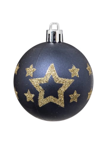 Atmosphera Créateur d'intérieur Set von Glaskugeln mit Glitzerdesign in Blau, Ø 6 cm