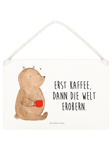 Mr. & Mrs. Panda Schild Bär Kaffee mit Spruch in Weiß