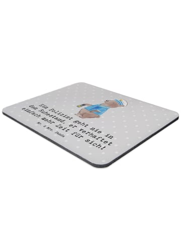 Mr. & Mrs. Panda Mauspad Polizist Ruhestand mit Spruch in Grau Pastell