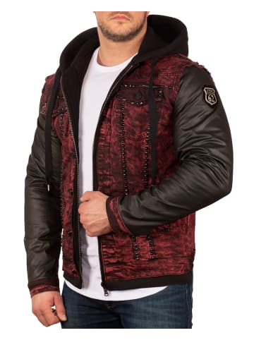 Cipo & Baxx Herren Bequem Kapuzen Sweatjacke Denim in Bordeaux
