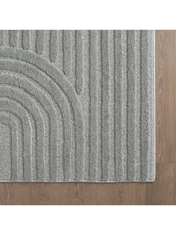 KADIMA DESIGN Teppich 3D Waschbar Skandinavischer Boho RIGI Strapazierfähig in Silber