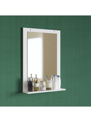 VCM  Holz Badspiegel Wandspiegel Hängespiegel Flonali in Weiß