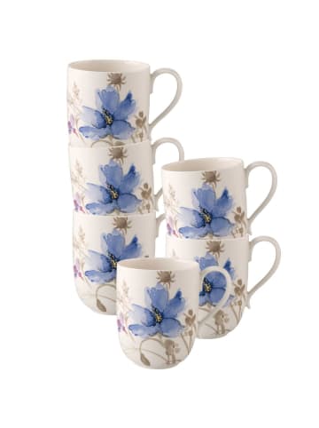 Villeroy & Boch 6er Set Latte Macchiato Becher Mariefleur Gris Basic 370 ml in bunt