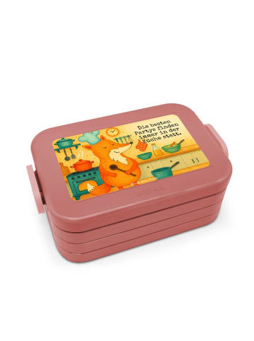 Mr. & Mrs. Panda Lunch Box Fuchs Koch Design mit Spruch in Rot Pastell