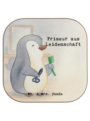 Mr. & Mrs. Panda Coaster Friseur Leidenschaft Design mit Spruch in Weiß