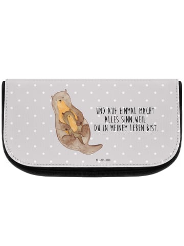 Mr. & Mrs. Panda Schminktasche Otter Kind mit Spruch in Grau Pastell