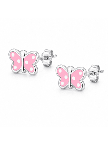schmuck23 Ohrringe 925 Silber Schmetterling in Rosa