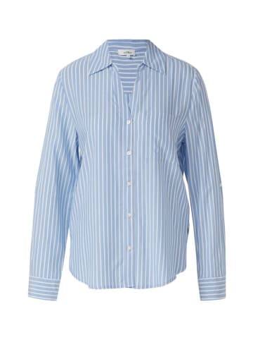 S.OLIVER RED LABEL Langarmbluse in blau|weiß