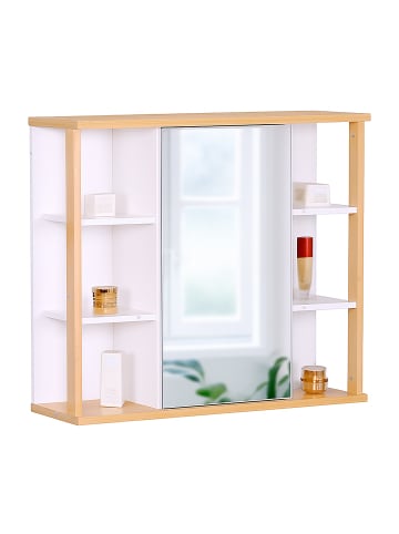 relaxdays Spiegelschrank in Weiß - (B)62 x (H)64 x (T)21 cm