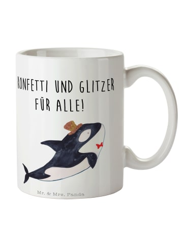 Mr. & Mrs. Panda Kaffeetasse Orca Zylinder mit Spruch in Weiß