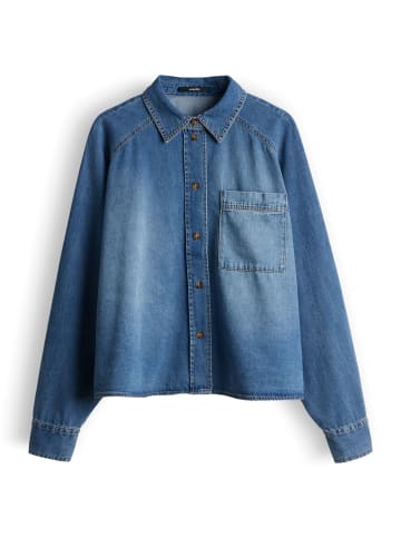 someday. Weite Denim-Bluse mit Boxyschnitt in Mid Drift Blue