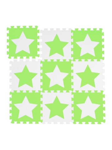 relaxdays 9x Puzzlematte Sterne in Weiß/ Grün