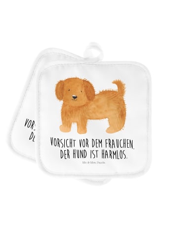 Mr. & Mrs. Panda Topflappen Hund Flauschig mit Spruch in Weiß