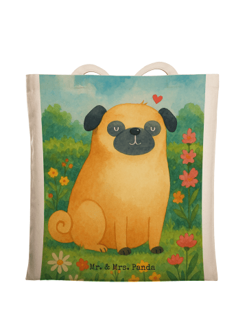 Mr. & Mrs. Panda Schultasche Mops Design ohne Spruch in Weiß