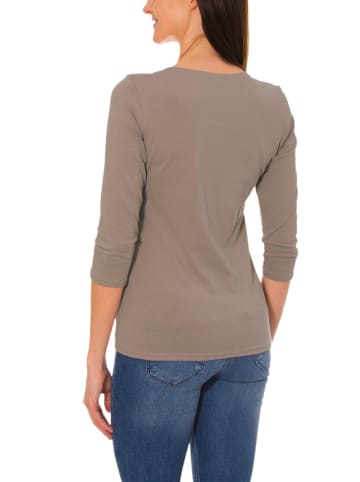 Alkato Alkato Damen Shirt 3/4 Arm mit Rundhals in beige Modell 3