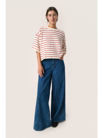 Soaked in Luxury Strickpullover SLSpina Baggy fit in White with Salsa Stripe