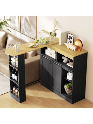 HOMCOM Ausziehbarer Bartisch-187,5L x 35B x 105H cm-Schwarz