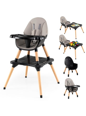 COSTWAY 6 in 1 Hochstuhl Baby in Schwarz