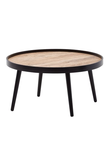 KADIMA DESIGN Couchtisch mit Ablagefläche in Holzoptik, rund, erhöhter Rand