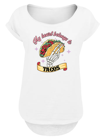 F4NT4STIC Long Cut T-Shirt Anti Valentinstag My Herz belongs to tacos in weiß
