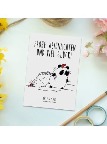 Mr. & Mrs. Panda Postkarte Panda Weihnachten mit Spruch in Weiß
