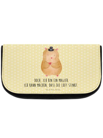 Mr. & Mrs. Panda Kosmetiktasche Hamster Hut mit Spruch in Gelb Pastell