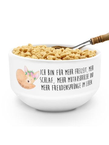 Mr. & Mrs. Panda Müslischale Wüstenfuchs Blumen mit Spruch in Weiß
