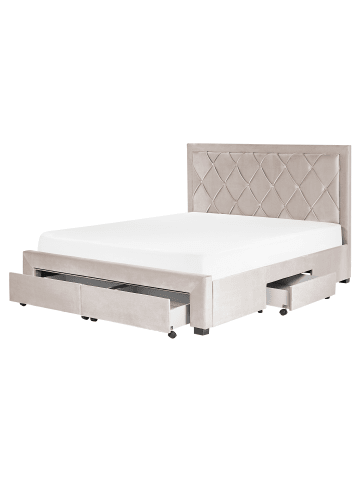 Beliani Doppelbett LIEVIN in Beige - (W) 165 x (H) 122 x (L) 217 cm