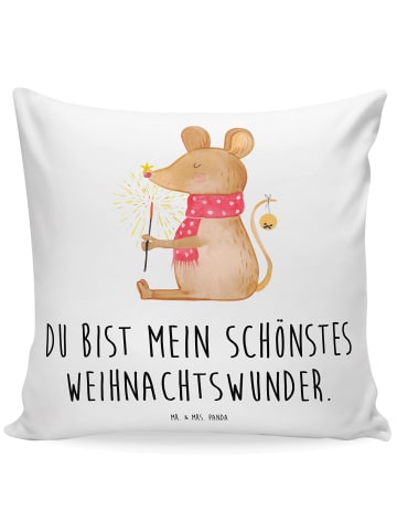 Mr. & Mrs. Panda Sofakissen Maus Weihnachten mit Spruch in Weiß