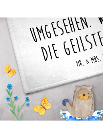Mr. & Mrs. Panda Gästehandtücher Einhorn Mann mit Spruch in Weiß