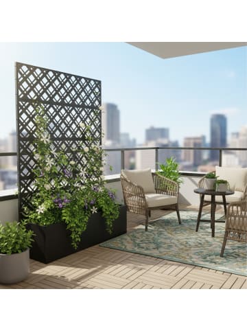 relaxdays Pflanzkasten-Spalierwand "Diamond" in Schwarz - (B)110 x (H)180 x (T)40 cm