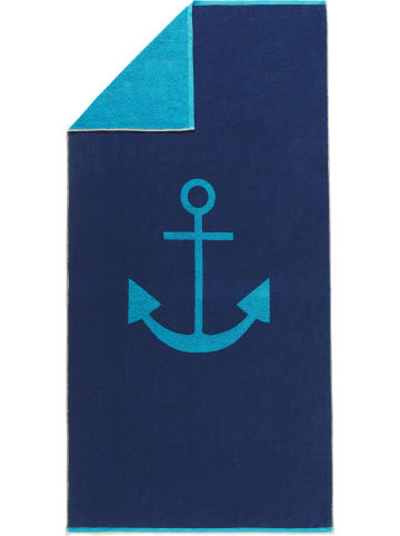 Erwin Müller Jacquard Strandtuch in marine-türkis