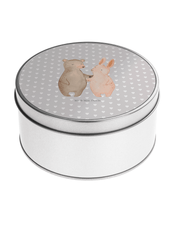 Mr. & Mrs. Panda Metallbox Bär und Hase Umarmen ohne Spruch in Grau Pastell