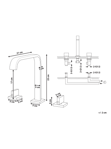 Beliani Wasserhähne KAGERA in Schwarz - (W) 5 x (H) 23 x (L) 21 cm