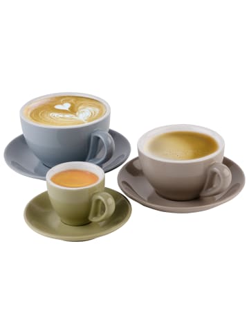 APS 6er Set Cappuccinotasse in blau, Ø 10,5 cm, H: 6,5 cm, 300 ml  