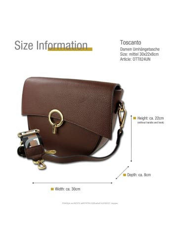 Toscanto Leder Umhängetasche, Citytasche Toscanto Tasche dunkelbraun ca. 30cm